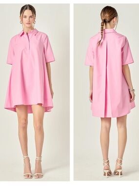 English Factory A-LINE SHORT SLEEVE SHIRT DRESS - Pink Size L
